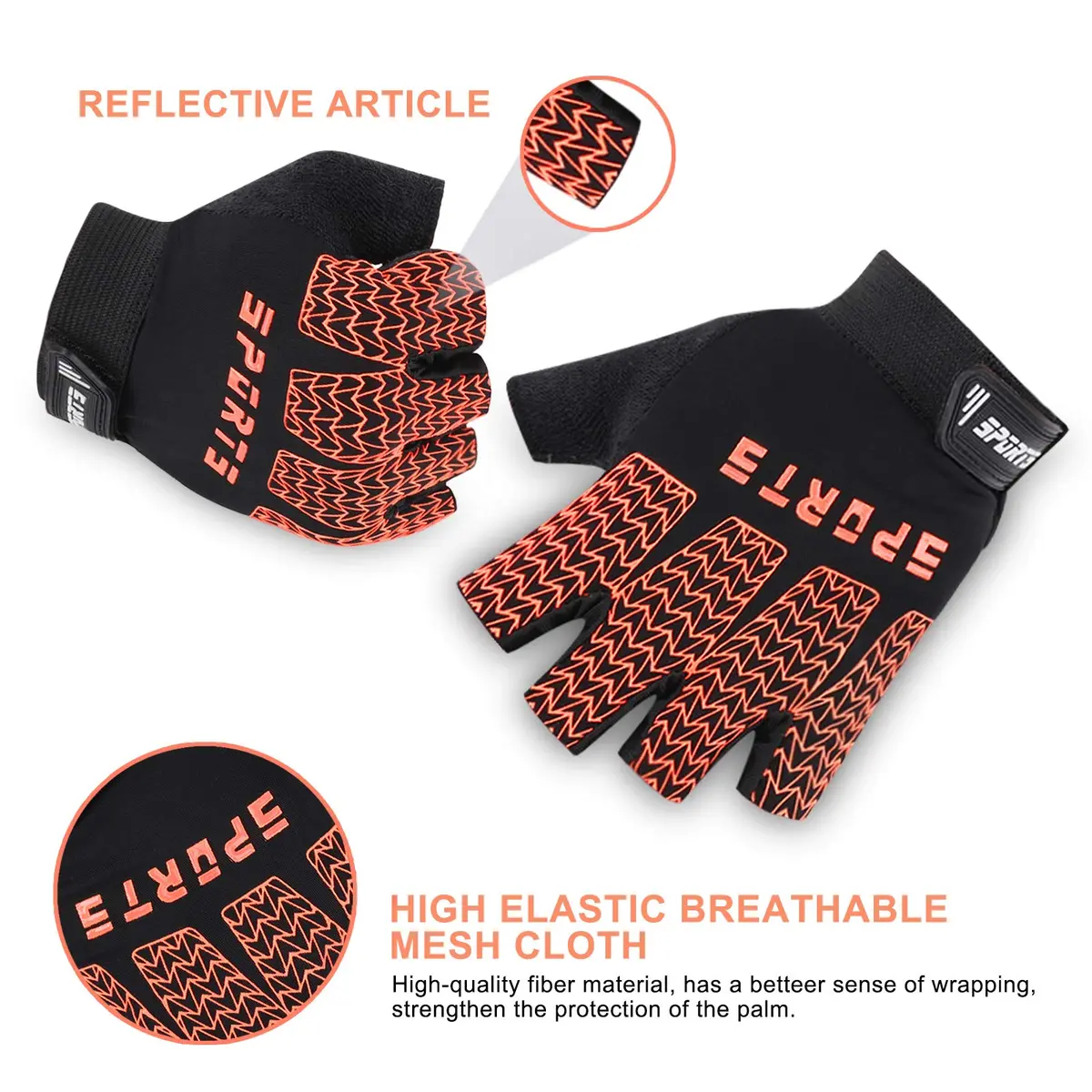 Accmor Kids Half Finger Sport Gloves for Boys Girls Cycling Camping Fishing Outdoor Sports Medium Orange | Breathable & Non-Slip - view 3