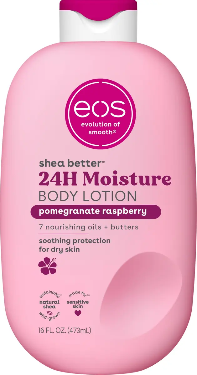 eos Shea Better Body Lotion Pomegranate Raspberry 473ml (16 fl oz) | Dermatologist Recommended for Dry Skin - main product image