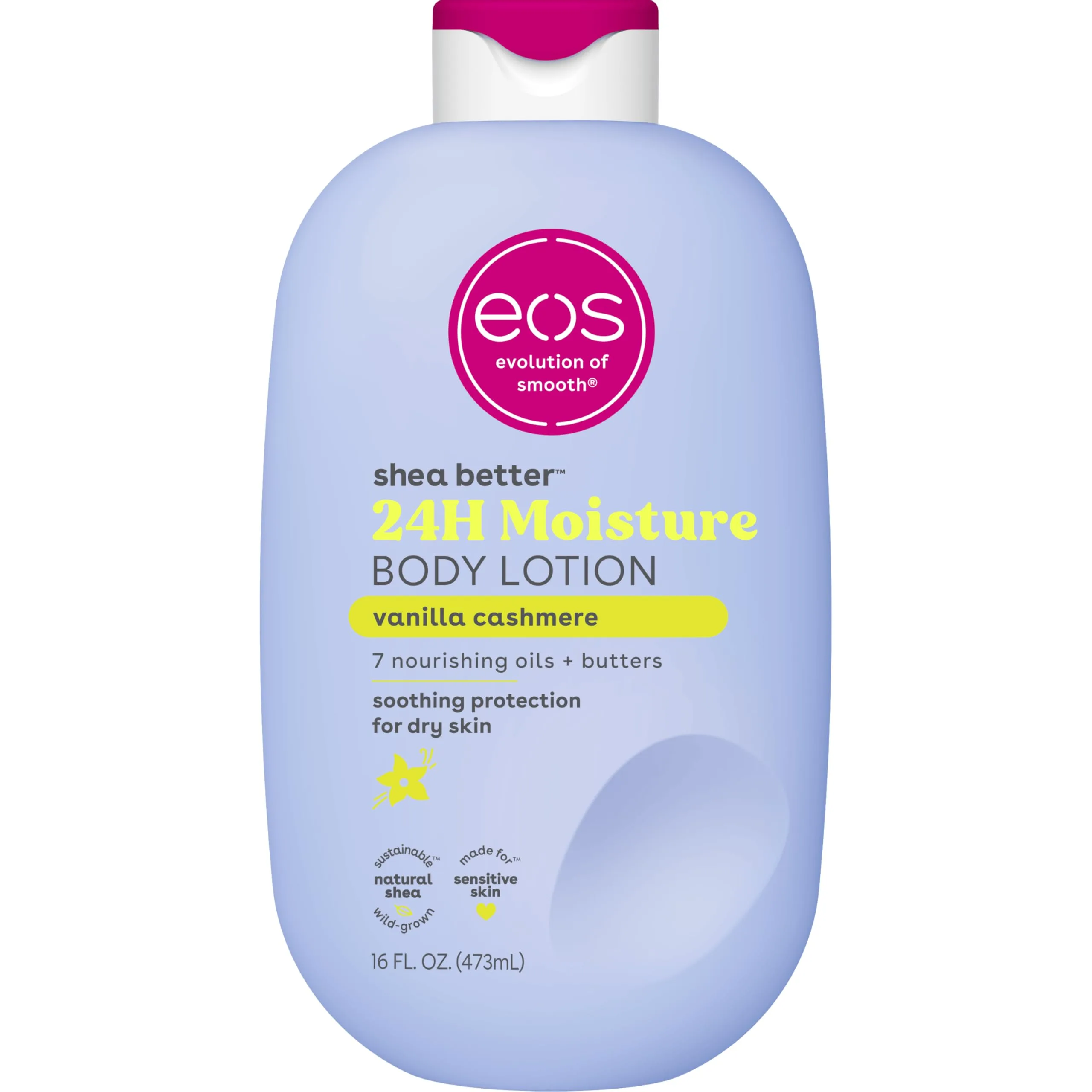 eos Shea Better Body Lotion Vanilla Cashmere, 24-Hour Moisture Skin Care, Lightweight & Non-Greasy, Natural Shea, Vegan, Vanilla Body Lotion, 16 fl oz - main product image