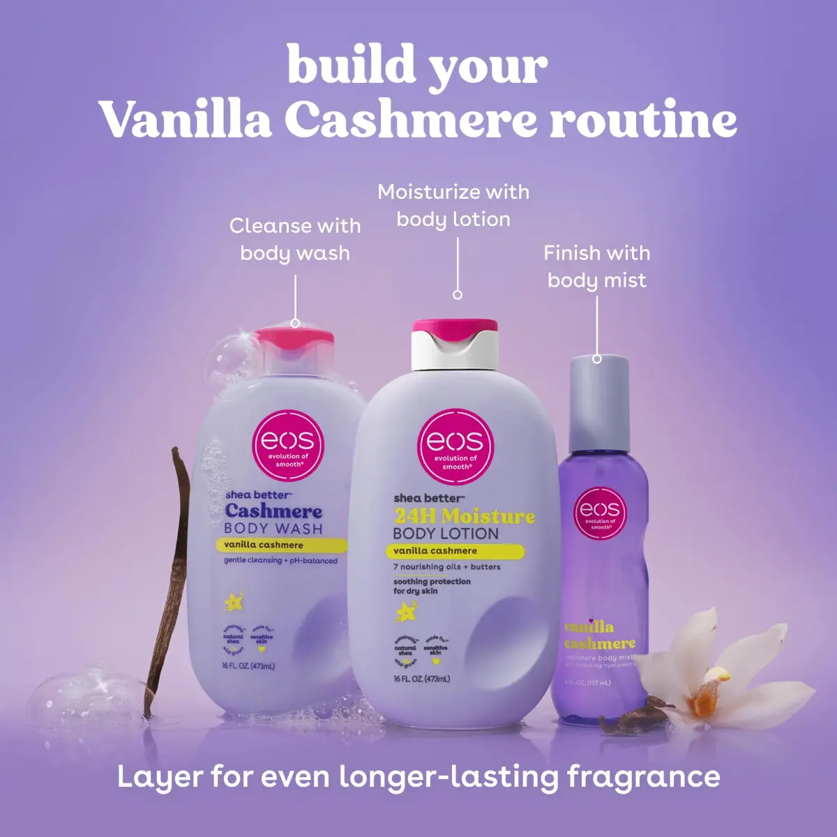 eos Shea Better Body Lotion Vanilla Cashmere 473ml (16 fl Oz) | 24-Hour Moisture for All Skin Types - view 7