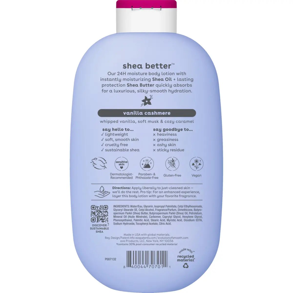 eos Shea Better Body Lotion Vanilla Cashmere 473ml (16 fl Oz) | 24-Hour Moisture for All Skin Types - view 9