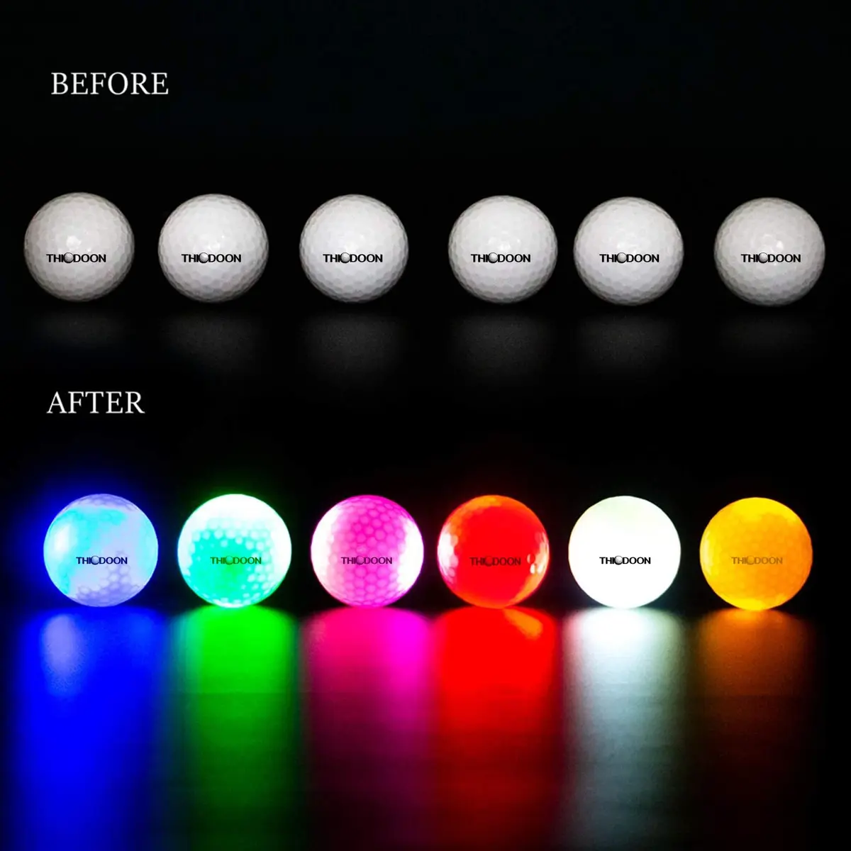 THIODOON LED Glow in The Dark Golf Balls 6 Pack (42.6mm, 45g Each) | Play Golf at Dusk or Night - view 8