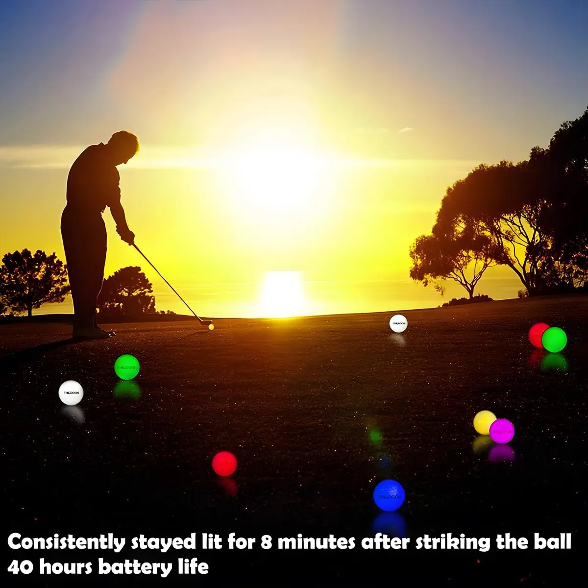 THIODOON LED Glow in The Dark Golf Balls 6 Pack (42.6mm, 45g Each) | Play Golf at Dusk or Night - view 2
