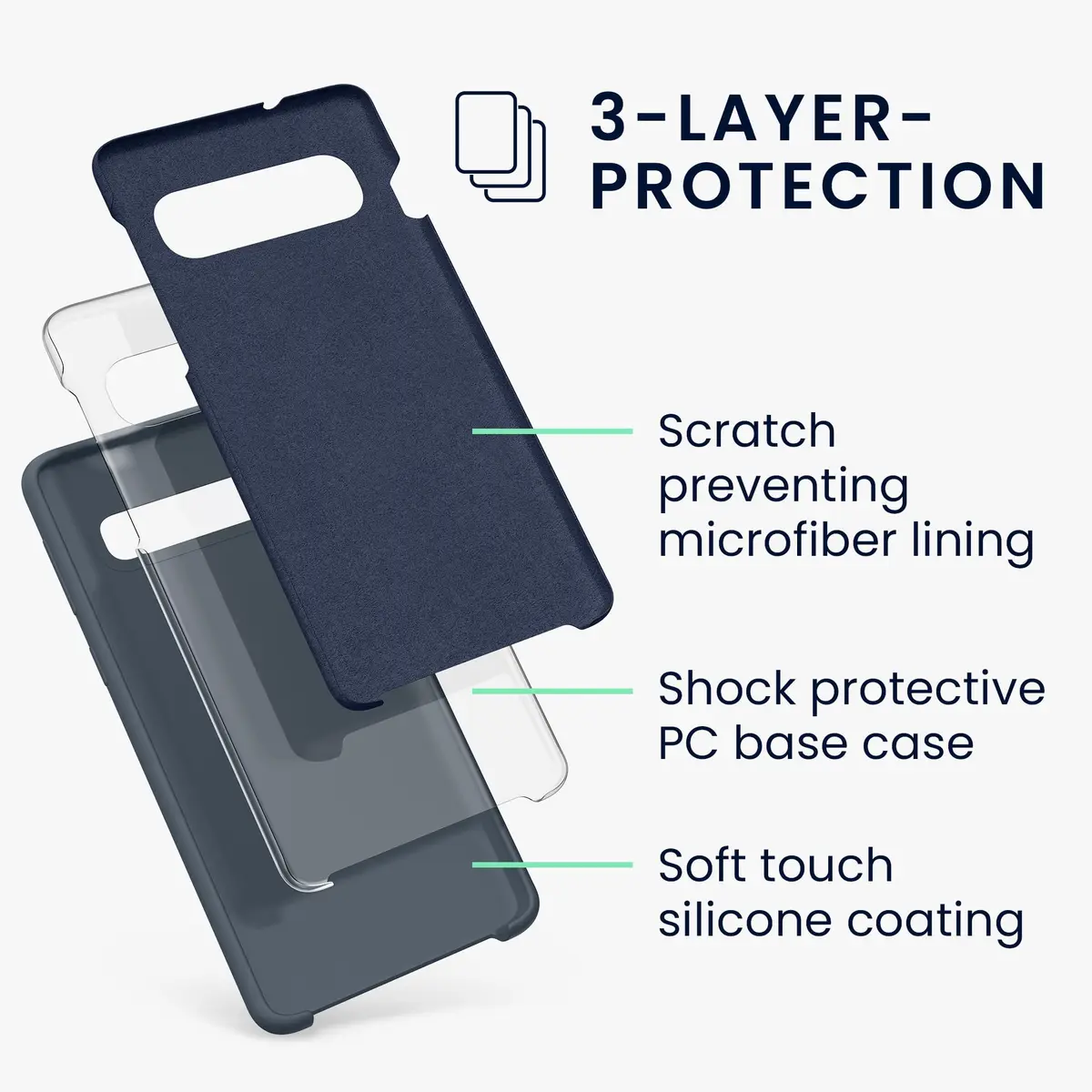 kwmobile TPU Silicone Case for Samsung Galaxy S10 | Dark Slate Soft Finish - view 2