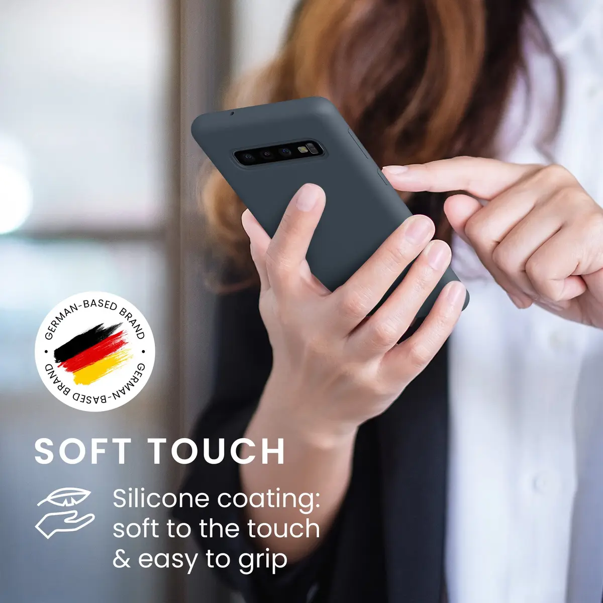 kwmobile TPU Silicone Case for Samsung Galaxy S10 | Dark Slate Soft Finish - view 4