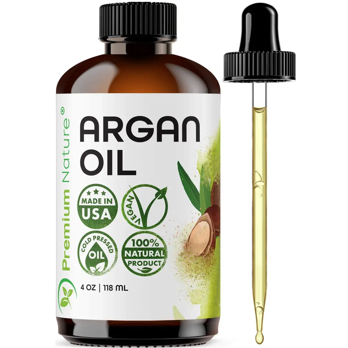 Premium Nature Argan Oil Hair Serum 118ml (4 Fl Oz) | Pure Cold Pressed Oil for Growth & Shine - main product image