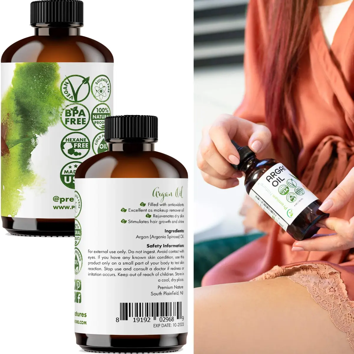 Premium Nature Argan Oil Hair Serum 118ml (4 Fl Oz) | Pure Cold Pressed Oil for Growth & Shine - view 9