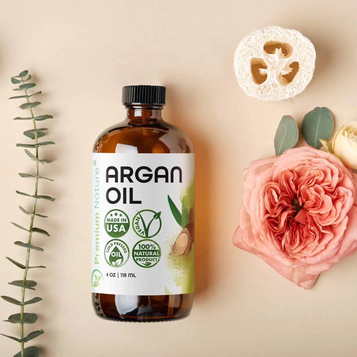 Premium Nature Argan Oil Hair Serum 118ml (4 Fl Oz) | Pure Cold Pressed Oil for Growth & Shine - view 3