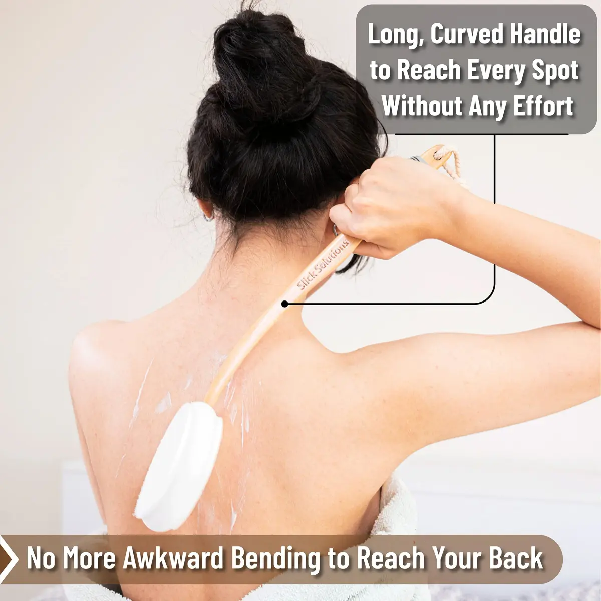 Slick Solutions Lotion Applicator 17-inch with Organic Pad | Easy Reach Back Applicator for Lotions, Creams, and Self-Tanner - view 4