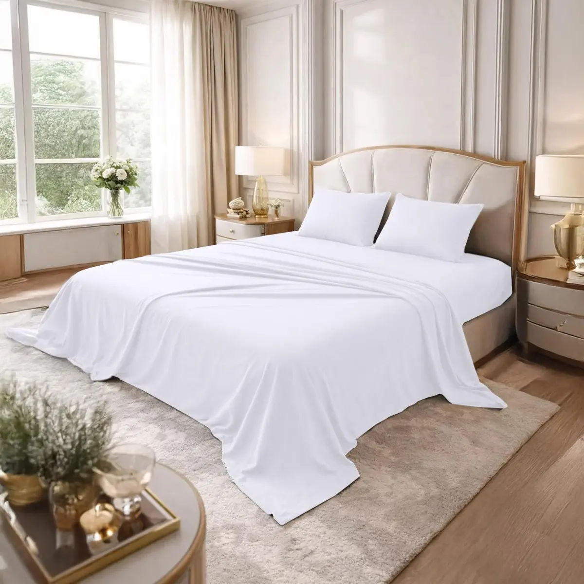 DAN RIVER Twin Jersey Sheet Set | 100% Cotton Bed Sheets | All Season Bedding | Deep Pocket, White - main product image