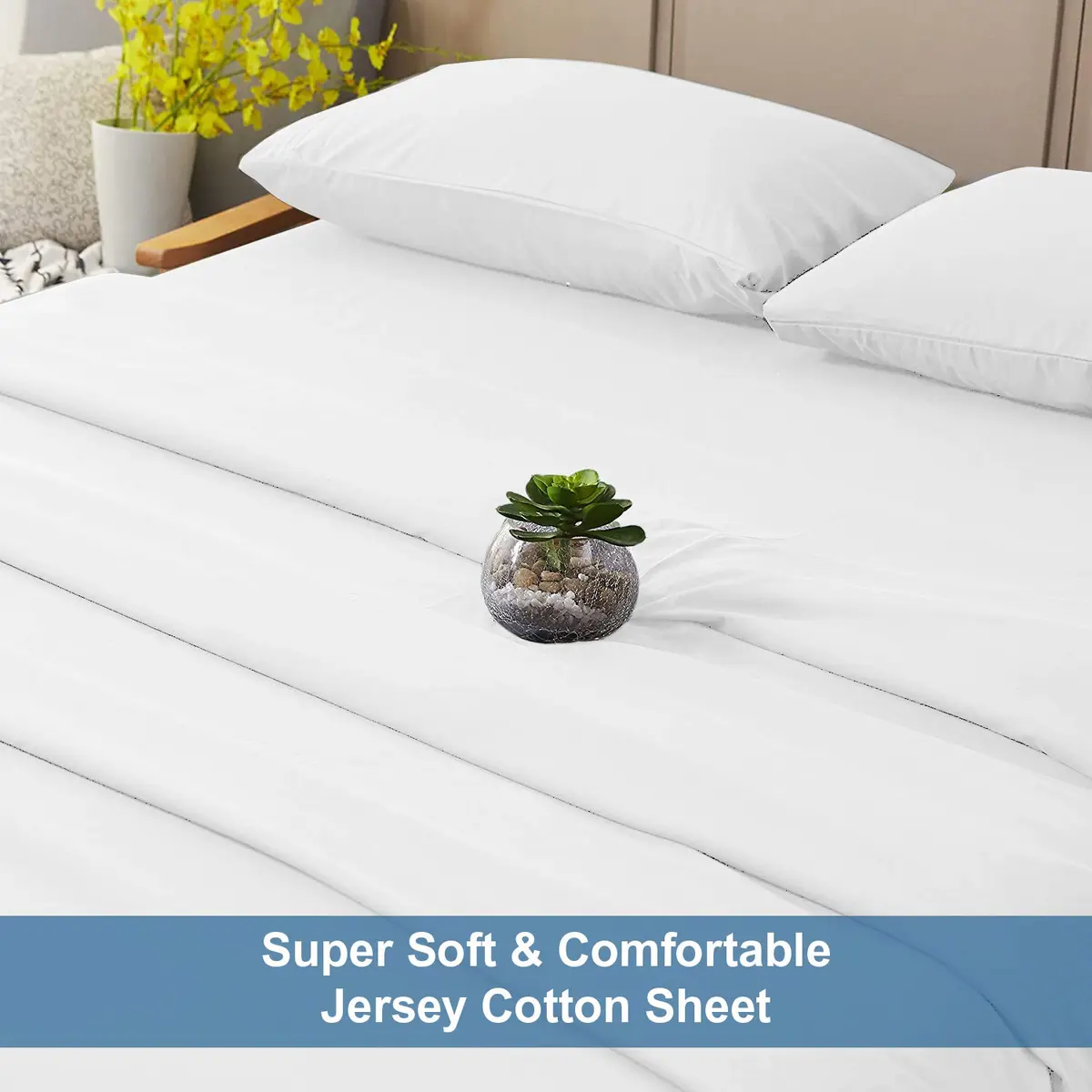DAN RIVER Twin Jersey Sheet Set | 100% Cotton Bed Sheets | All Season Bedding | Deep Pocket, White - view 7