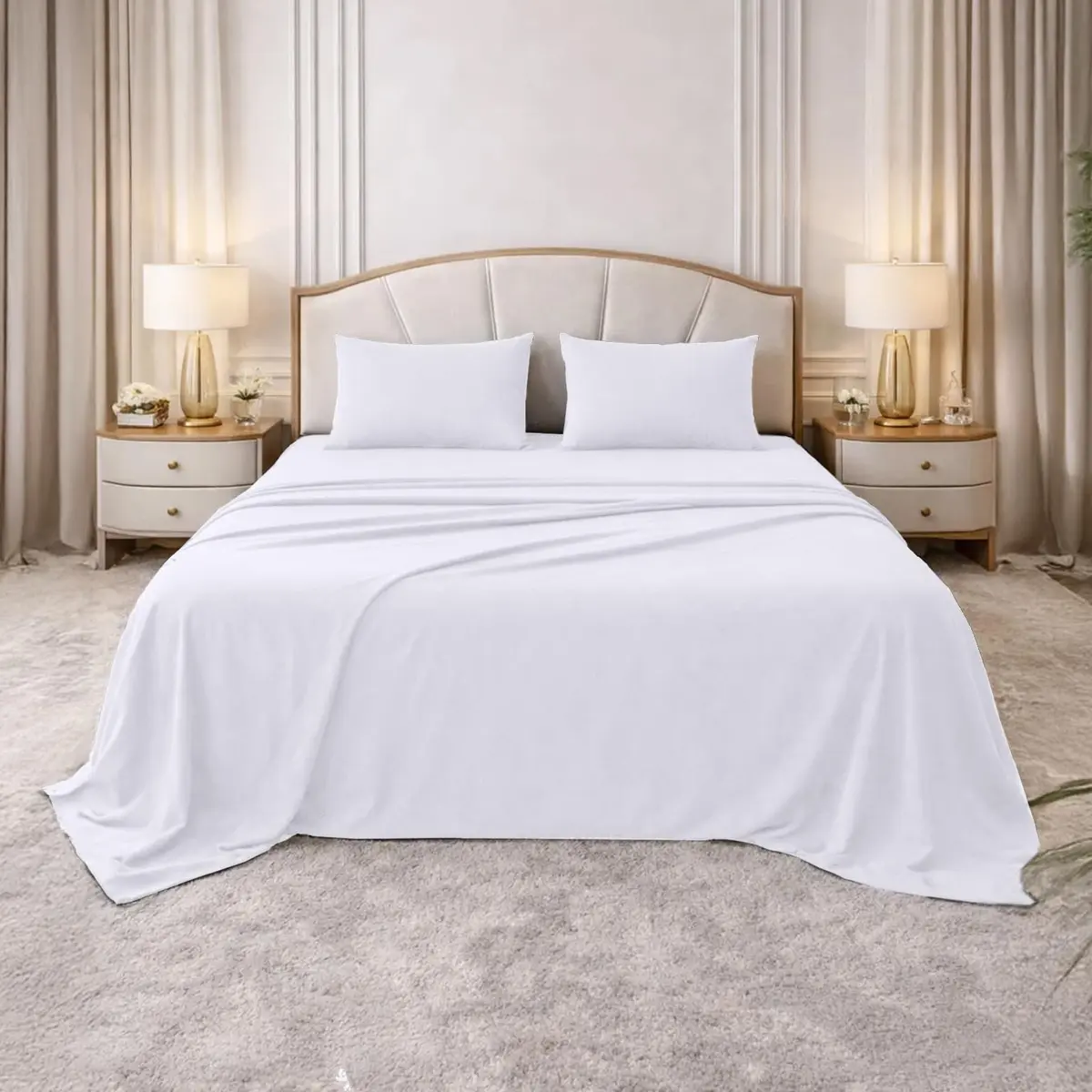DAN RIVER Twin Jersey Sheet Set | 100% Cotton Bed Sheets | All Season Bedding | Deep Pocket, White - view 8