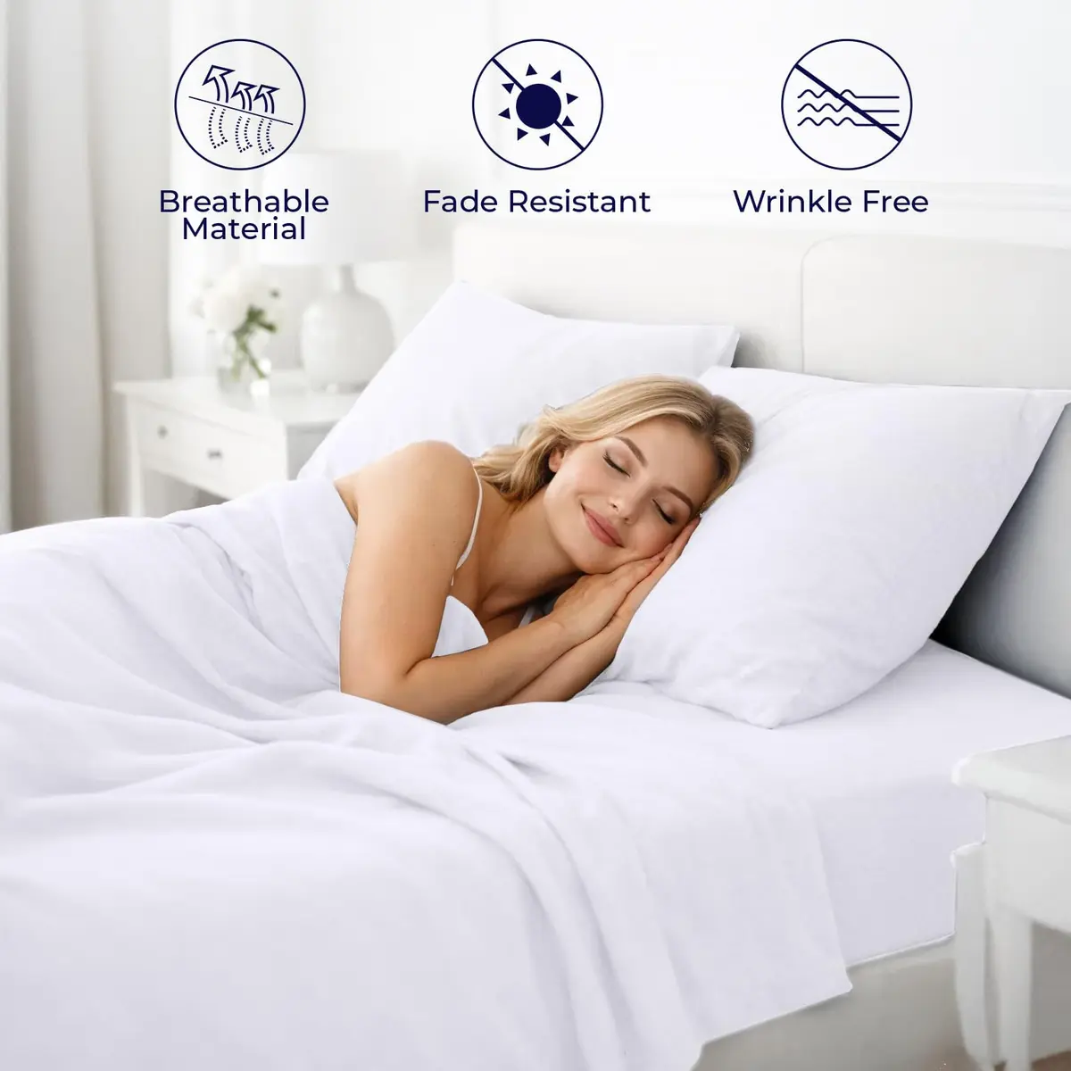 DAN RIVER Twin Jersey Sheet Set | 100% Cotton Bed Sheets | All Season Bedding | Deep Pocket, White - view 2