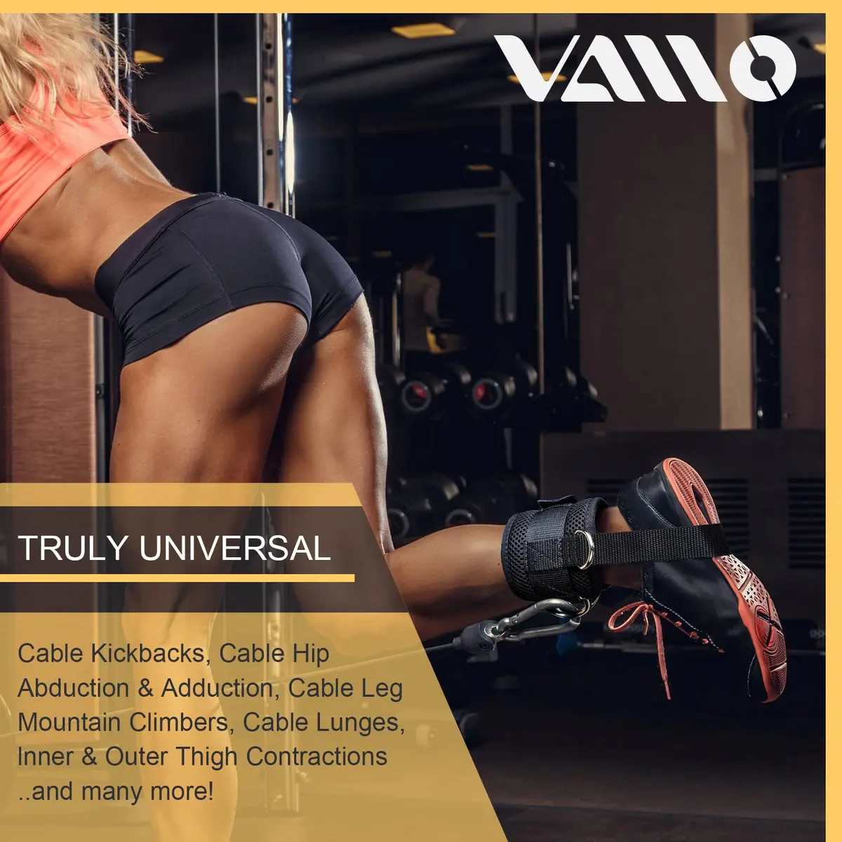 VAIIO Ankle Straps for Cable Machines - Pair | Adjustable Neoprene Cuffs for Glutes, Legs, Calves - view 6