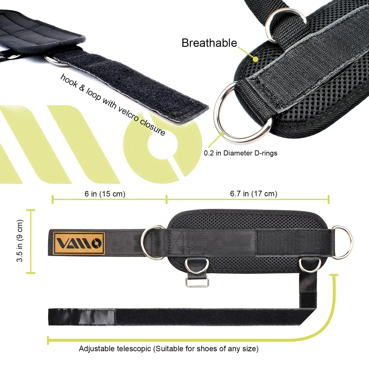 VAIIO Ankle Straps for Cable Machines - Pair | Adjustable Neoprene Cuffs for Glutes, Legs, Calves - view 4