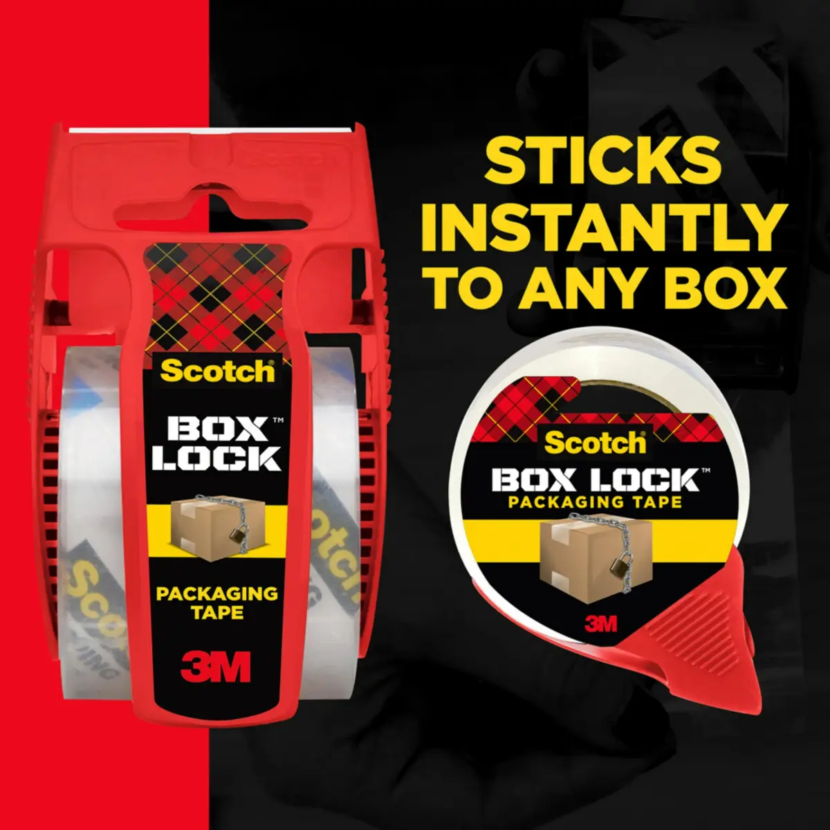 Scotch Box Lock Packing Tape Clear 1.88 in. x 22.2 yd. 6 Rolls with Dispensers | Extreme Grip for Secure Sealing - view 4
