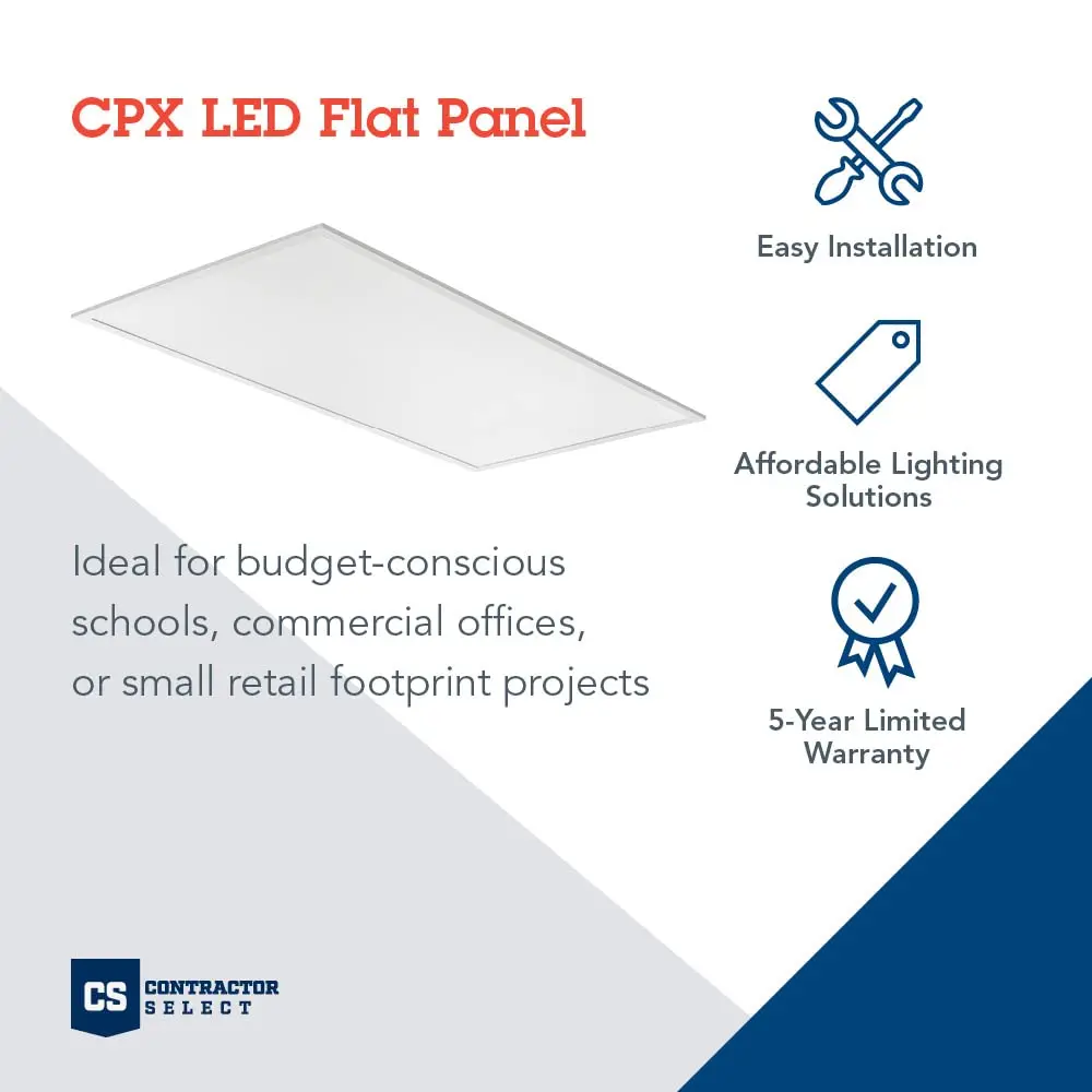 Lithonia Lighting CPX 2x4 LED Flat Panel Light Adjustable Lumens & CCT | 50,000-Hour Lifespan, Damp Location Certified - view 2