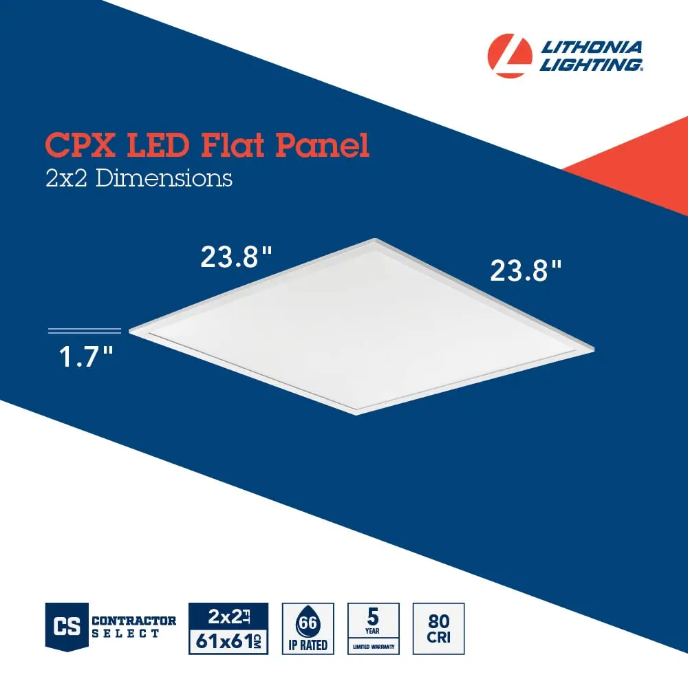 Lithonia Lighting CPX 2x2 LED Flat Panel Light | Adjustable Lumens & CCT for Commercial & Residential Use - view 5