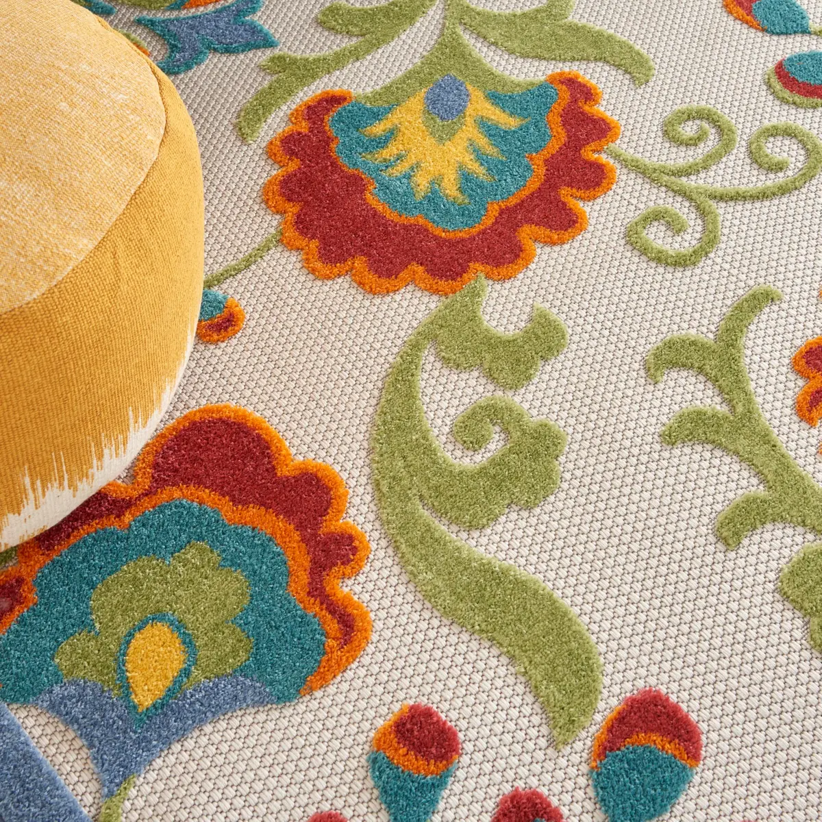 Nourison Area Rug 9' x 12' Ivory Multicolor | Easy Clean, Non Shedding, Indoor & Outdoor Use - view 6