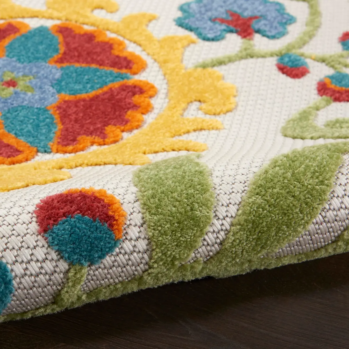 Nourison Area Rug 9' x 12' Ivory Multicolor | Easy Clean, Non Shedding, Indoor & Outdoor Use - view 9