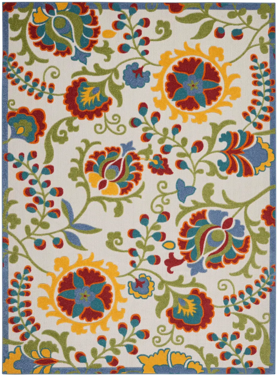Nourison Area Rug 9' x 12' Ivory Multicolor | Easy Clean, Non Shedding, Indoor & Outdoor Use - view 4