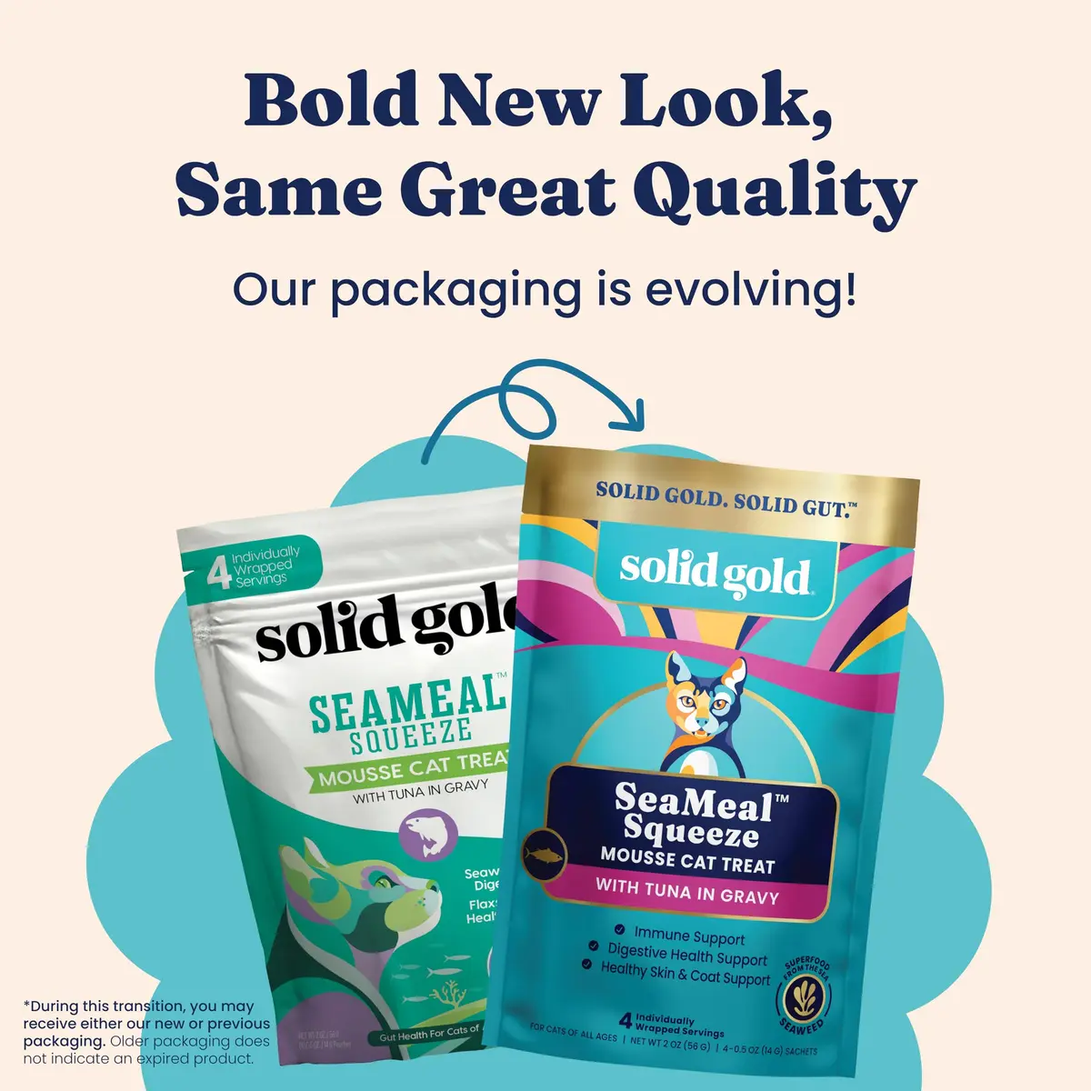 Solid Gold SeaMeal Squeeze Tuna Lickable Cat Treats with Seaweed for Skin & Coat - Wet Cat Treats with Digestive & Immune Health Support - Natural, Holistic, Grain Free (48 Squeezes) - view 3