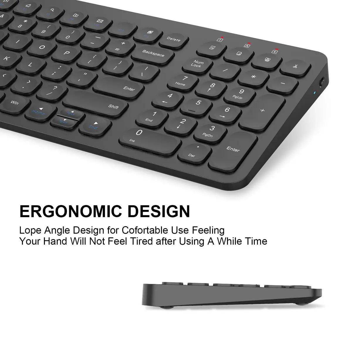 cimetech Wireless Keyboard and Mouse Combo - Black | 99-Key Full-Size Ultra-Thin Keyboard & Silent Optical Mouse - view 4