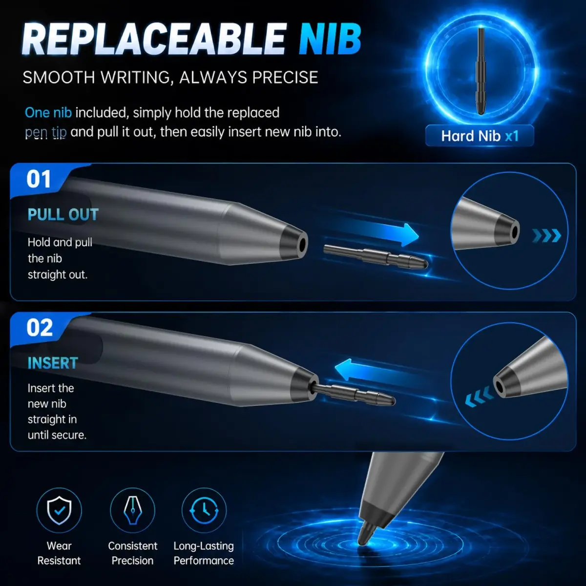 hacey MPP 1.51 Pen for Surface Pro 11/10/X/9/8 1024 Pressure Levels | 417-Day Battery Life Palm Rejection - view 6