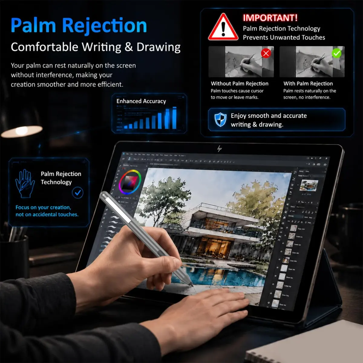 hacey MPP 1.51 Pen for Surface Pro 11/10/X/9/8 1024 Pressure Levels | 417-Day Battery Life Palm Rejection - view 4