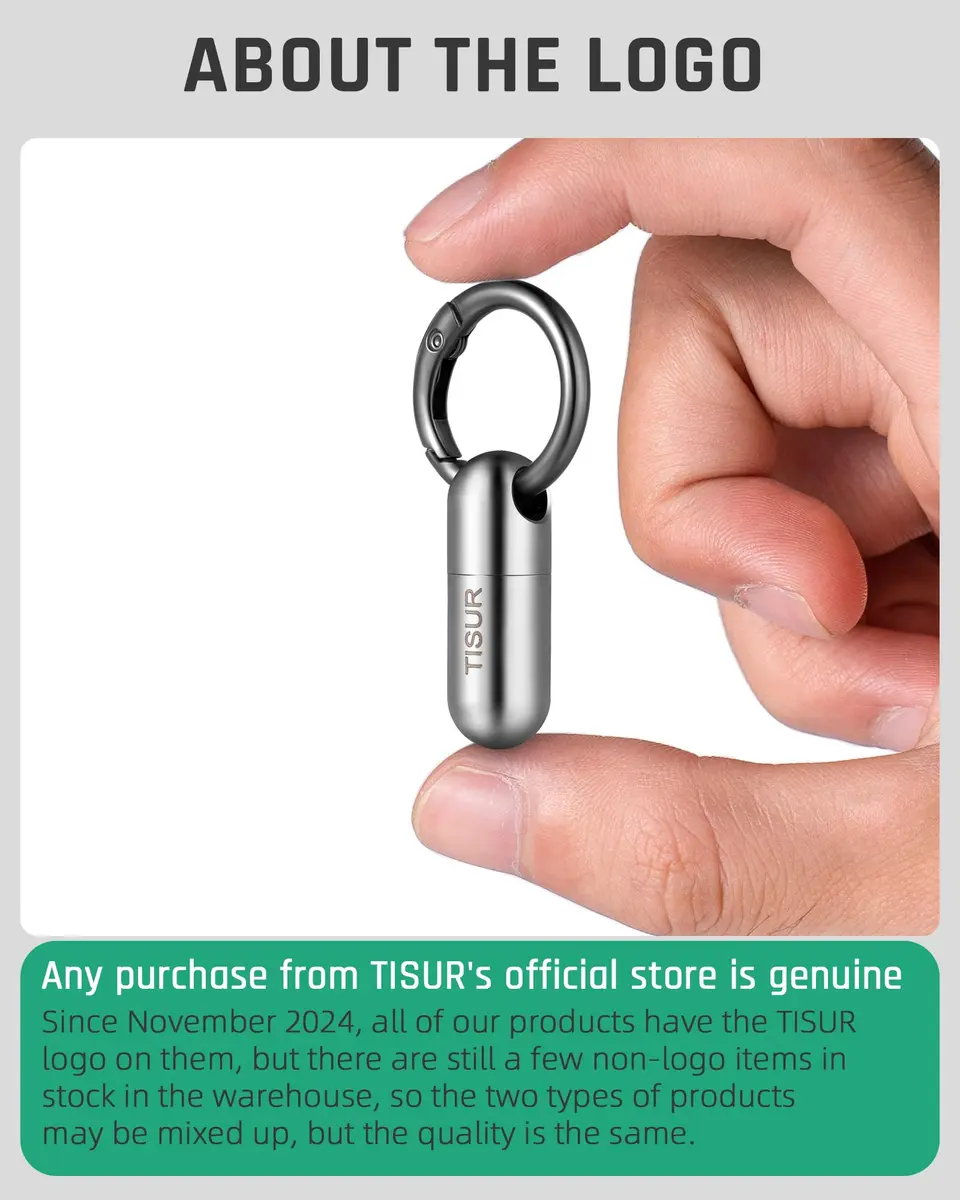 TISUR Small Titanium Keychain Pill Holder, Pocket Pill Case for Travel | Compact, Waterproof & Durable - view 4