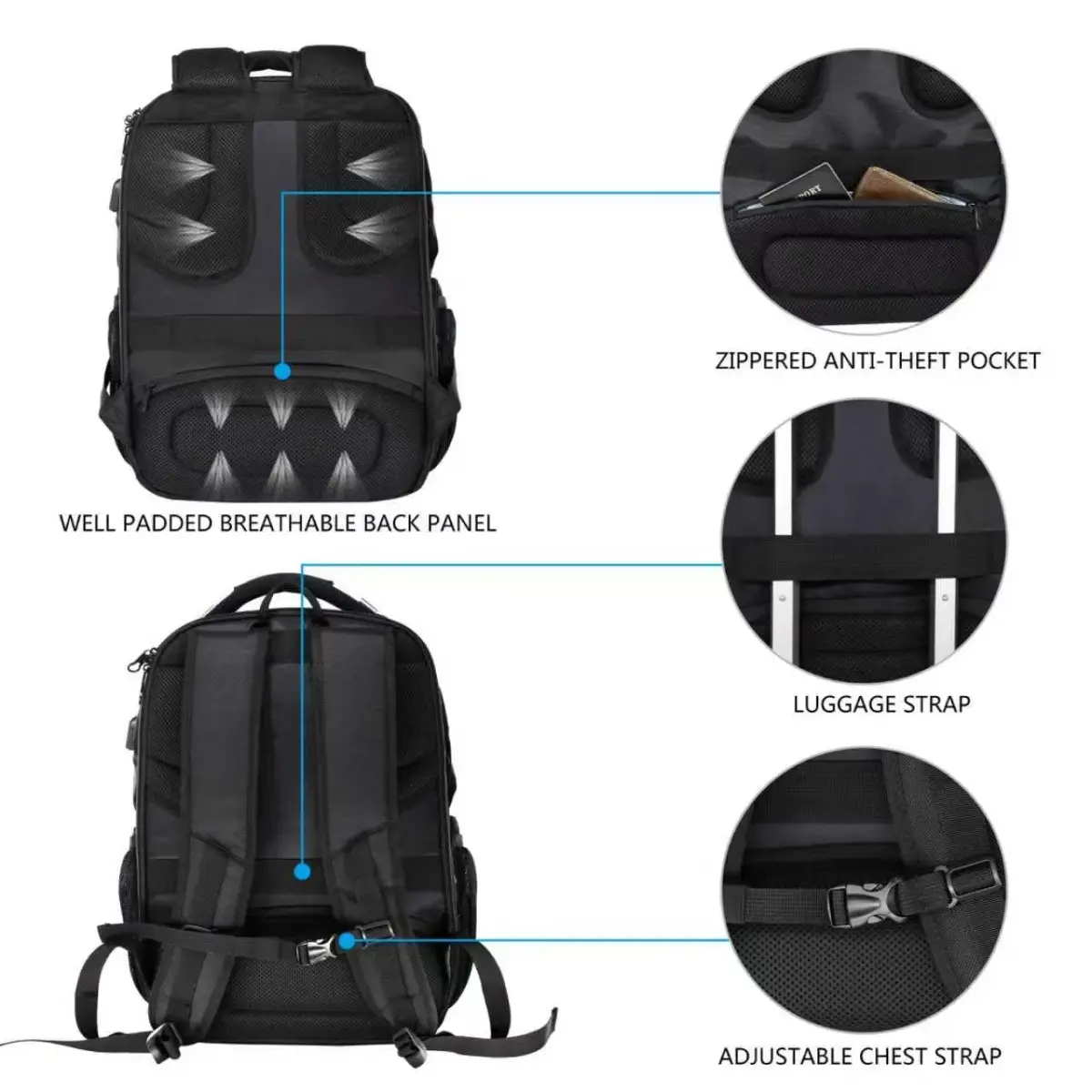 KROSER TSA Friendly Laptop Backpack 17.3 inch XL | Water-Repellent College Daypack with RFID & USB - view 6