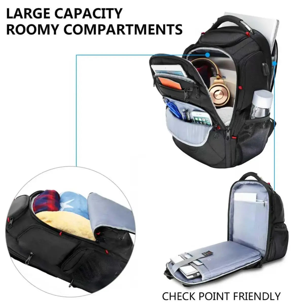 KROSER TSA Friendly Laptop Backpack 17.3 inch XL | Water-Repellent College Daypack with RFID & USB - view 3