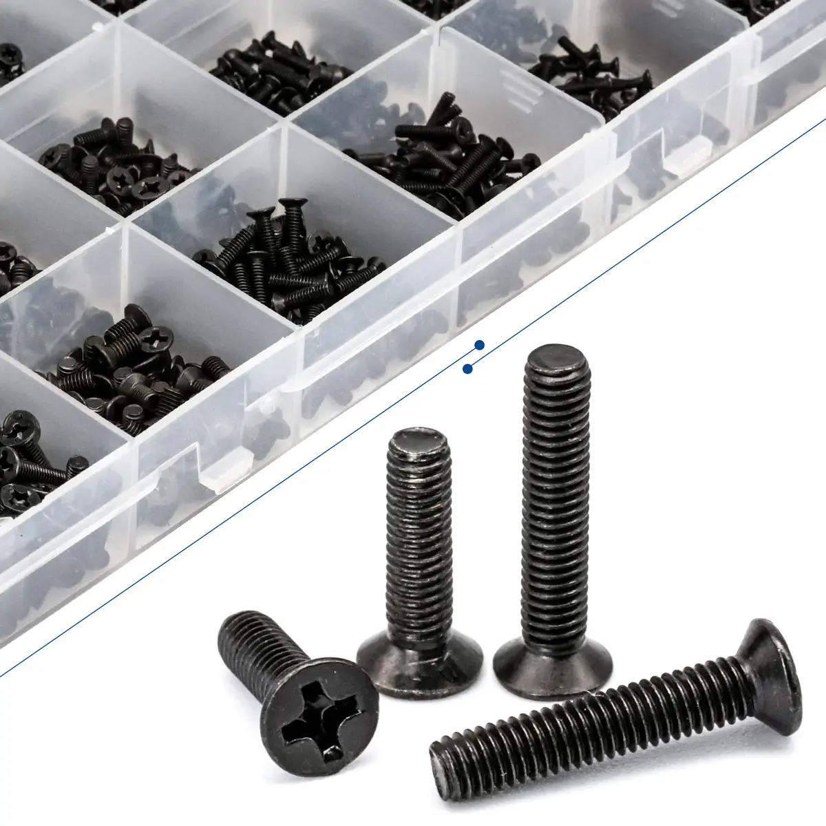 NINDEJIN Laptop Screw Set 720pcs Carbon Steel Flat Head M1.4-M3 | Assorted Computer Screws for SSD & Laptop Repairs - view 5