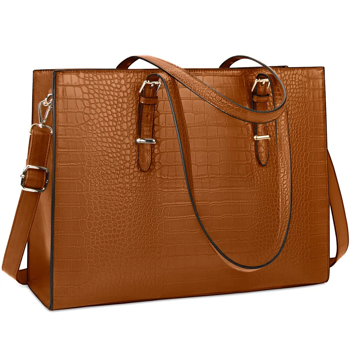Lubardy Women's Laptop Bag 43 cm (16.9 Inch) Crocodile Leather Tote | Water-Resistant Work Briefcase for 15.6" Laptops - main product image