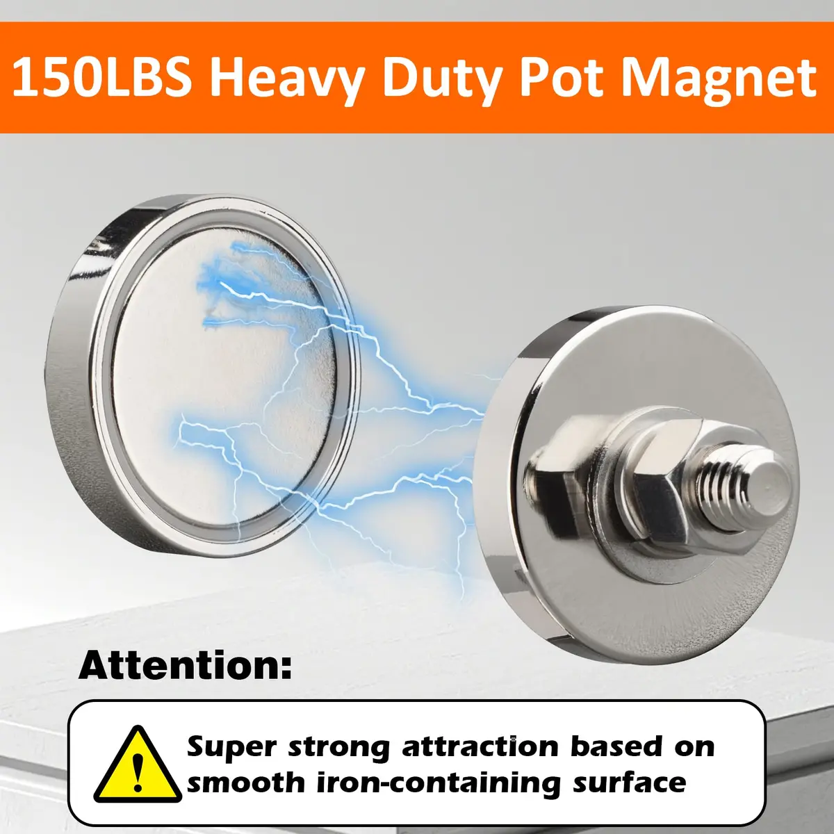 MUTUACTOR Heavy Duty Pot Magnet with M10 Thread 40mm Diameter | 175lb Vertical Pull Force - view 6