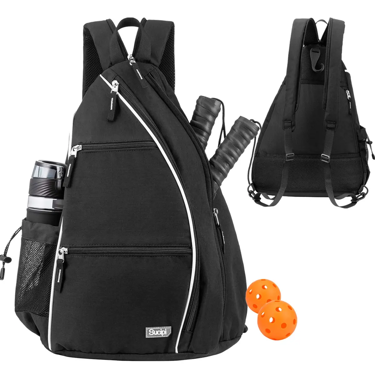 Sucipi Convertible Pickleball Bag Backpack Sling Bag for Men & Women, Deep Black | 14 inch x 10 inch x 19 inch - main product image