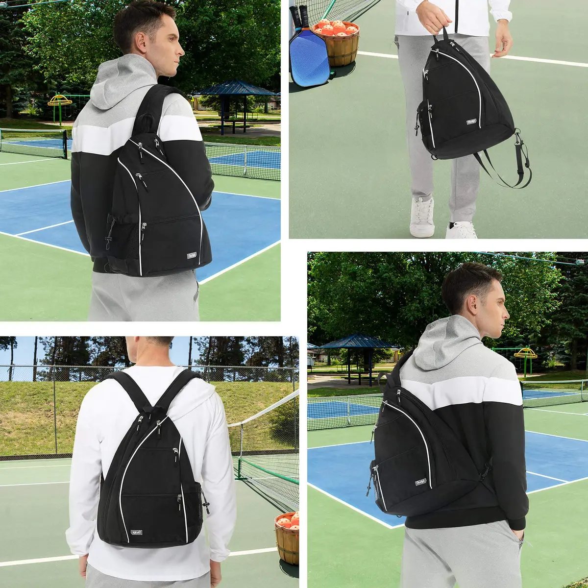 Sucipi Convertible Pickleball Bag Backpack Sling Bag for Men & Women, Deep Black | 14 inch x 10 inch x 19 inch - view 6