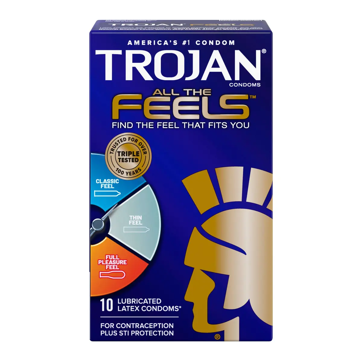 Trojan All The Feels Latex Condoms | Multi-Texture Design for Sensitivity & Comfort - main product image