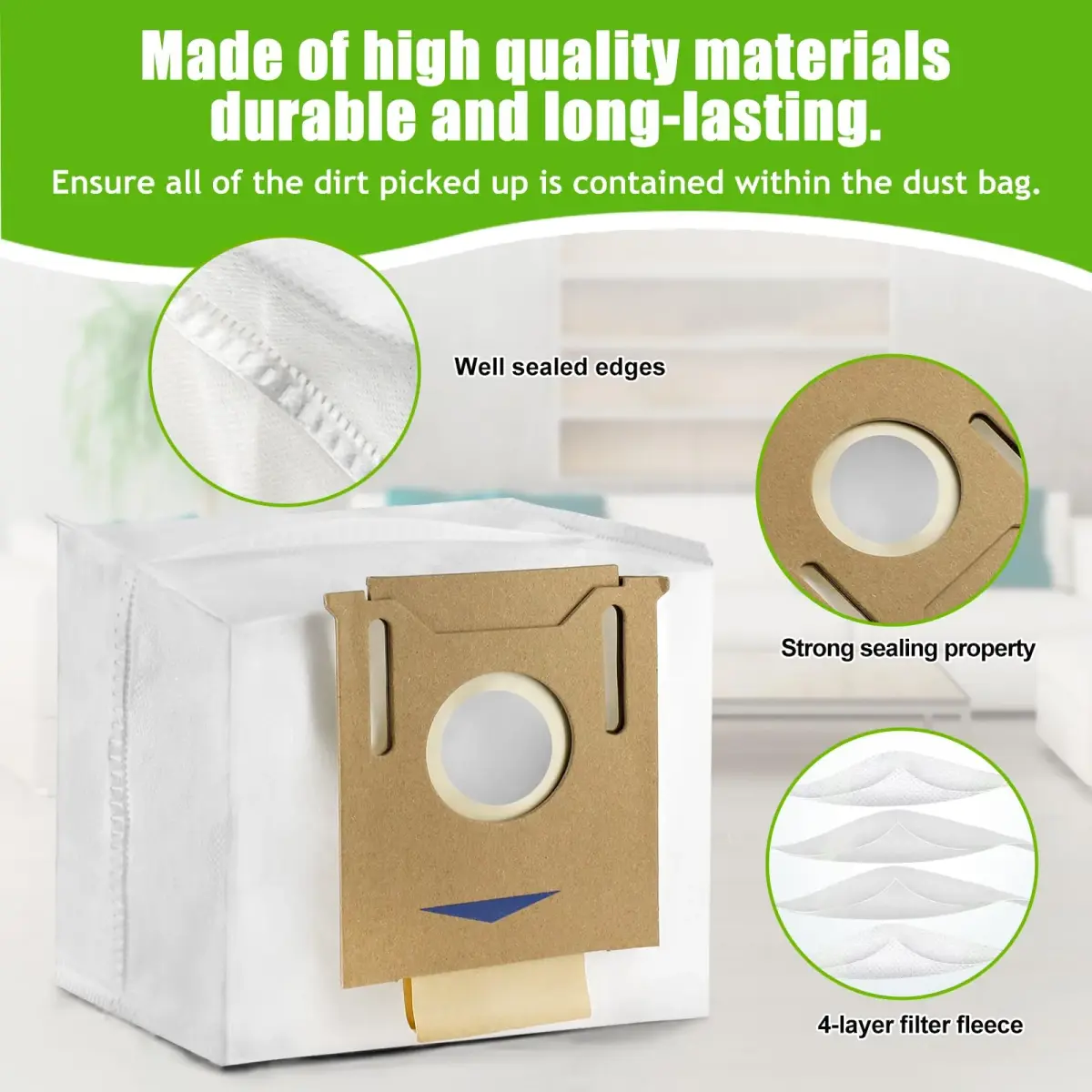 Chuancheng 12 Pack Dust Bags for ECOVACS T8 AIVI / T8 / N8 Pro Plus / N8 Pro / DX93 / DDX96 Vacuum Cleaner Parts - view 3