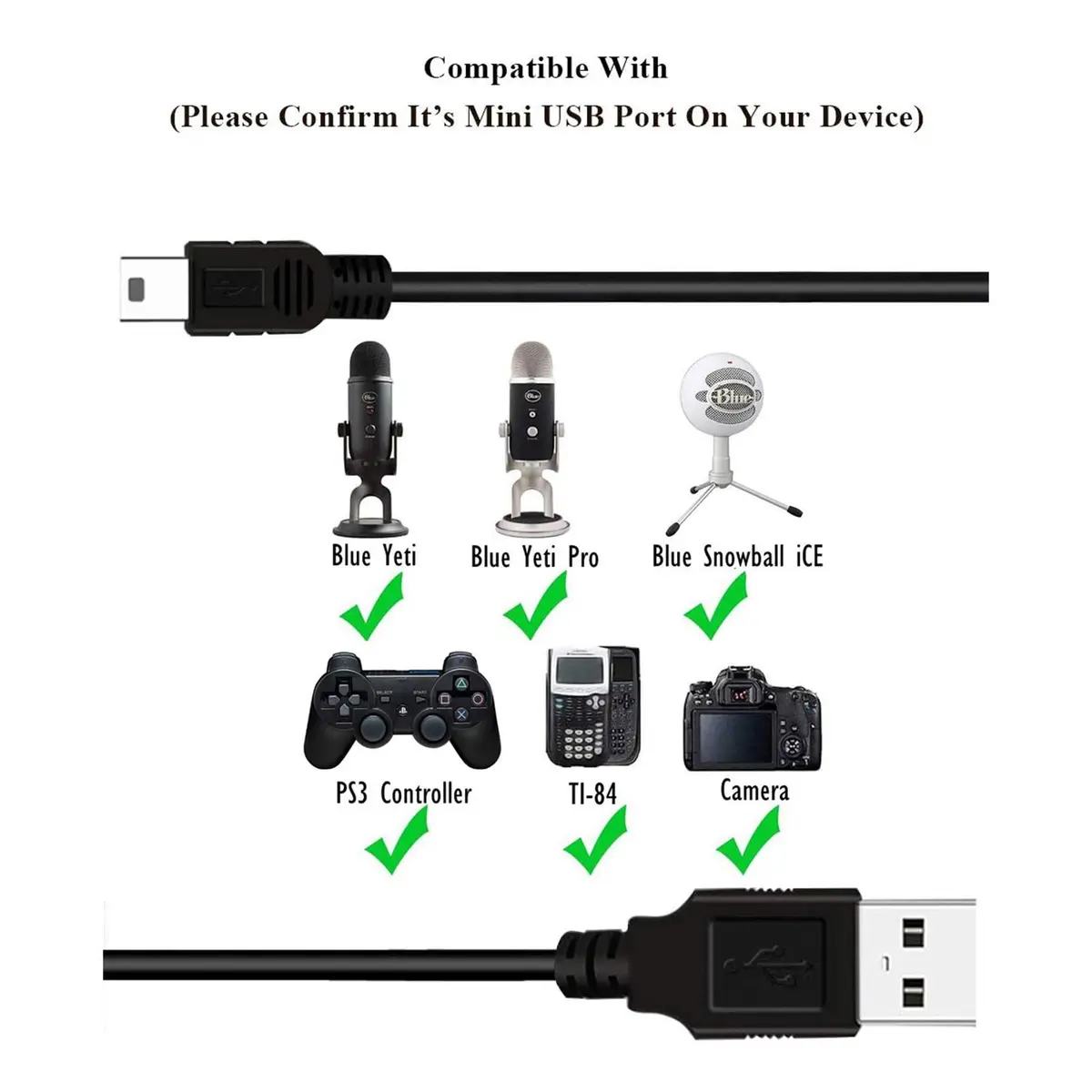 Love your yy Mini USB Cable 1.83 m (6.6 ft) | Replacement Cord for Blue Yeti & Snowball iCE Mics - view 3