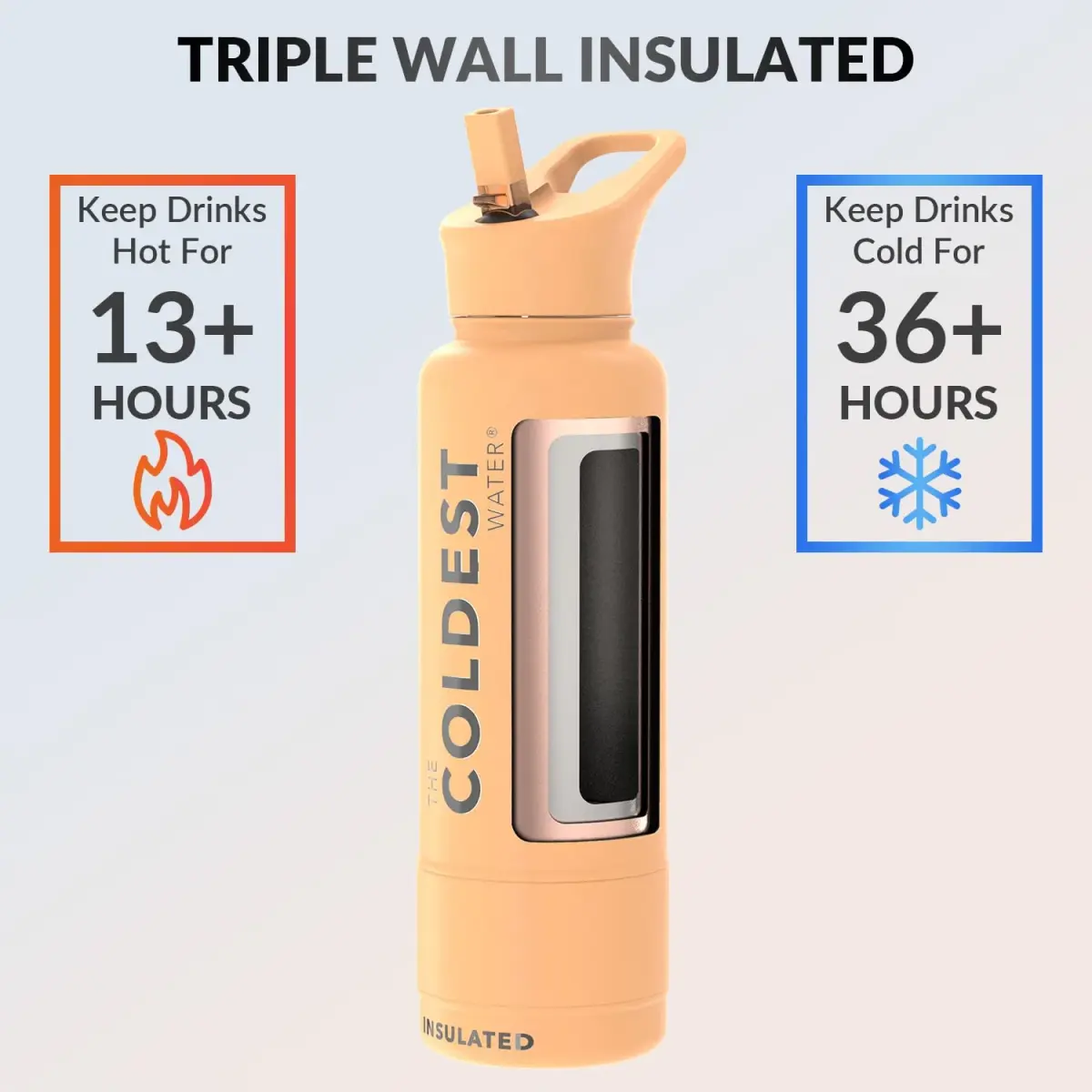 The Coldest Water Insulated Water Bottle with Straw Lid 1183ml (40 oz) | Keeps Drinks Cold 36 Hrs, Hot 13 Hrs - view 2
