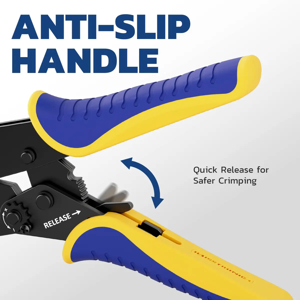 haisstronica Ratchet Crimping Tool for Non-Insulated Terminals, AWG 22-8, 230mm (9.05in) | Professional Electrical Wire Crimper - view 6