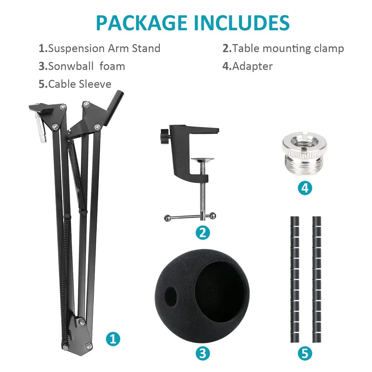 SUNMON Snowball iCE Mic Boom Arm Stand with Pop Filter, 26.8 inches | Compatible with Blue Snowball Ice USB Mic - view 7