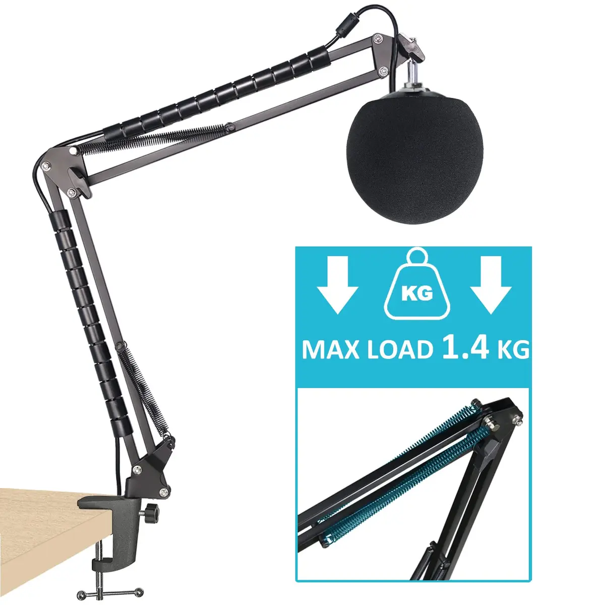 SUNMON Snowball iCE Mic Boom Arm Stand with Pop Filter, 26.8 inches | Compatible with Blue Snowball Ice USB Mic - view 2