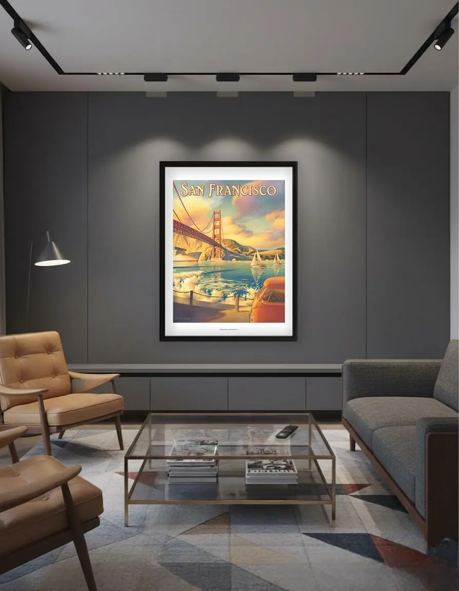 Pacifica Island Art Golden Gate Bridge Wood Sign 20cm x 30cm (8" x 12") | Vintage Travel Art - view 7