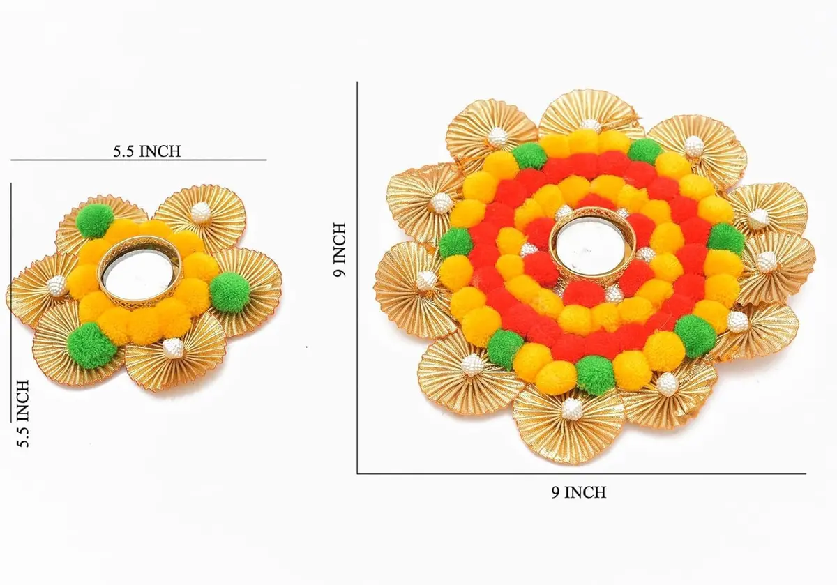 Sanvatsar Decorative Rangoli Set of 7 | Floral Tea Light Holders for Home & Festivals - view 2