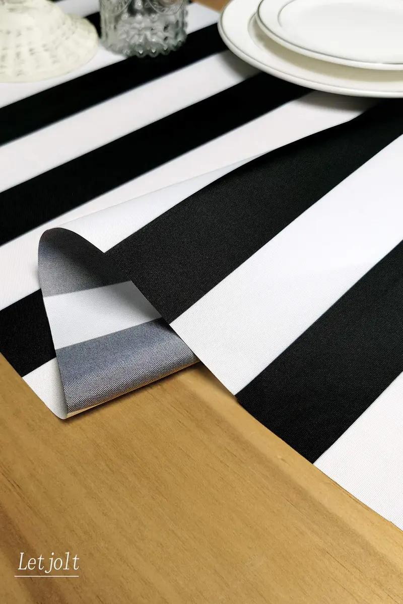 Letjolt Black and White Striped Table Runner 12x108 Inches | Durable Polyester for Elegant Dining - view 4