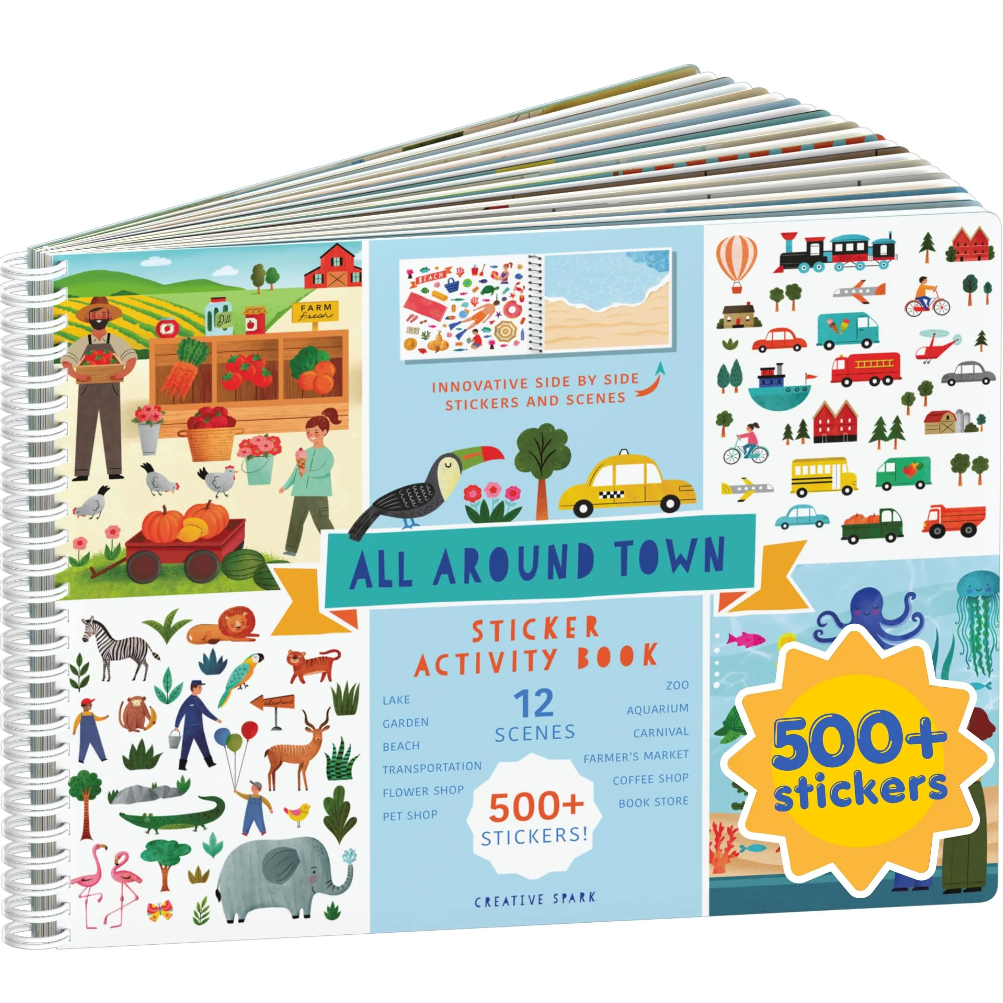 CUPKIN All Around Town Sticker Book with Spiral Binding | Toddler Travel Activity for Ages 2-8 - main product image