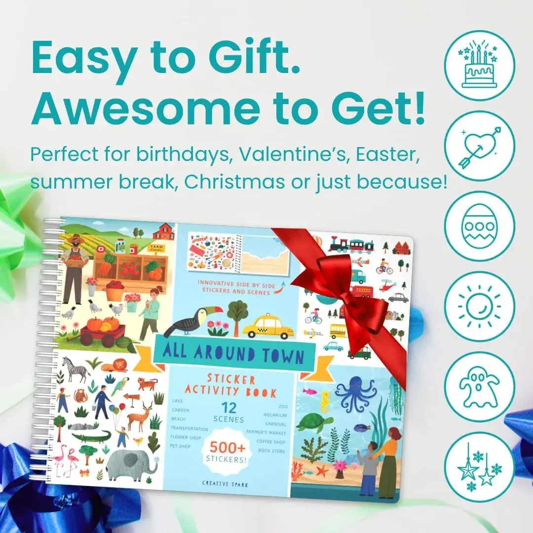 CUPKIN All Around Town Sticker Book with Spiral Binding | Toddler Travel Activity for Ages 2-8 - view 8