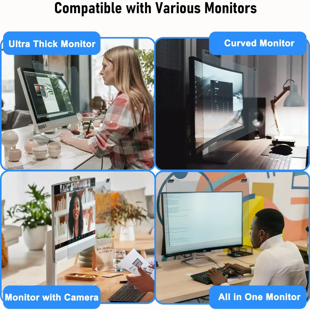 ZYY 2 Pack 27 Inch Computer Screen Blue Light Blocker Hanging Protector | Blocks 99% UV, 90%+ Blue Light - view 5